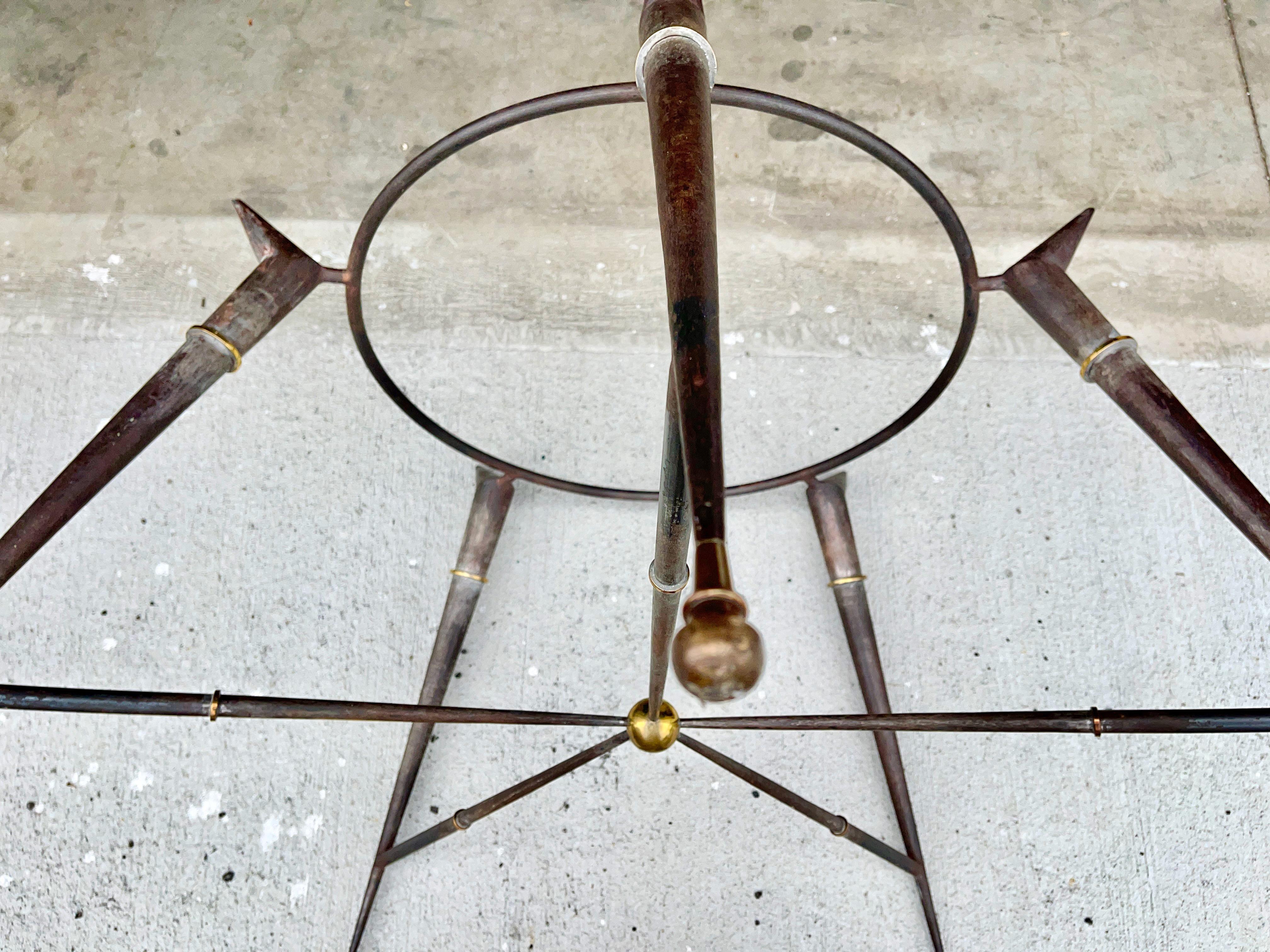 Arturo Pani Style Iron and Brass Round Dining Table For Sale 8