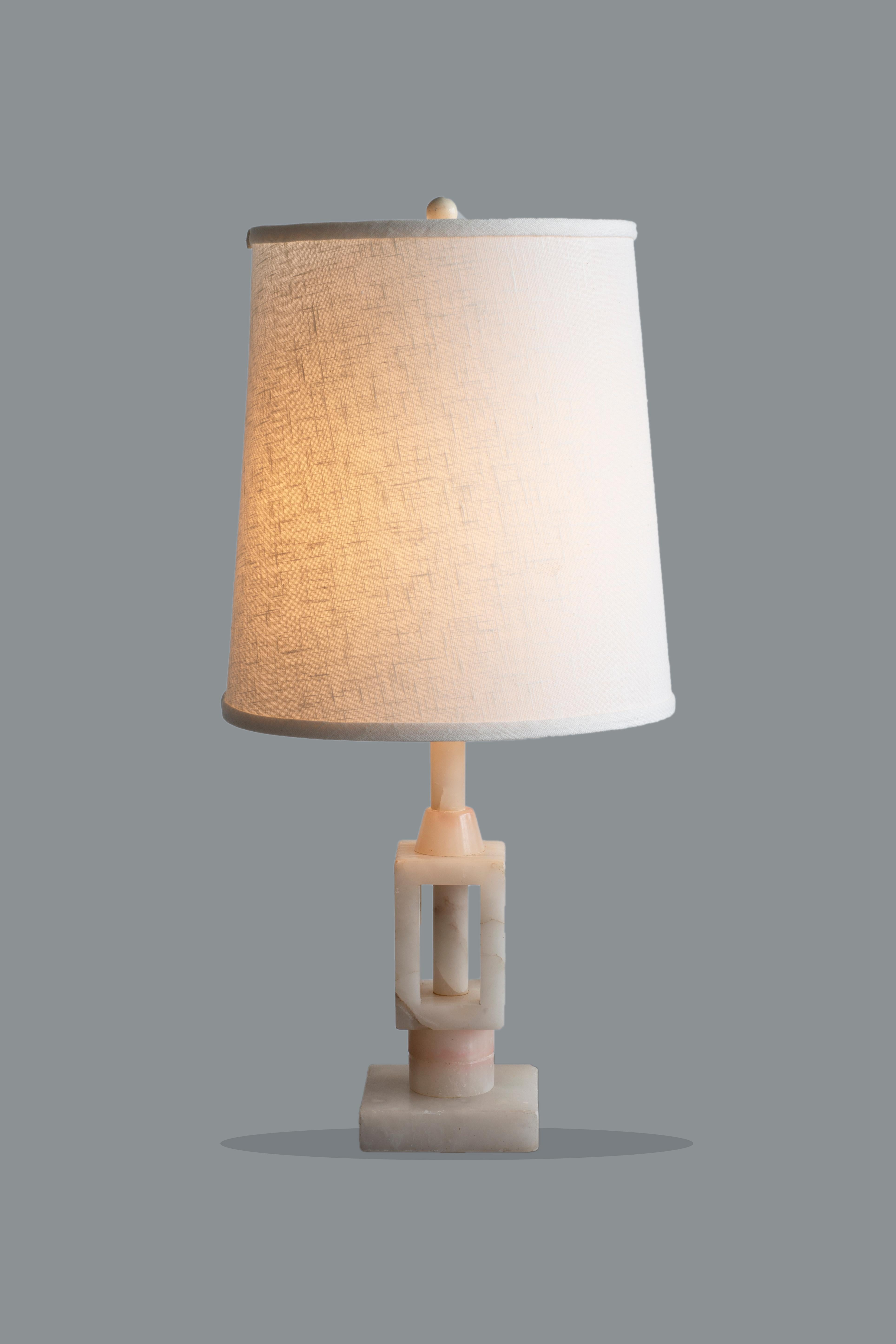 Mid-Century Modern Lampe de table en marbre onyx style Arturo Pani en vente