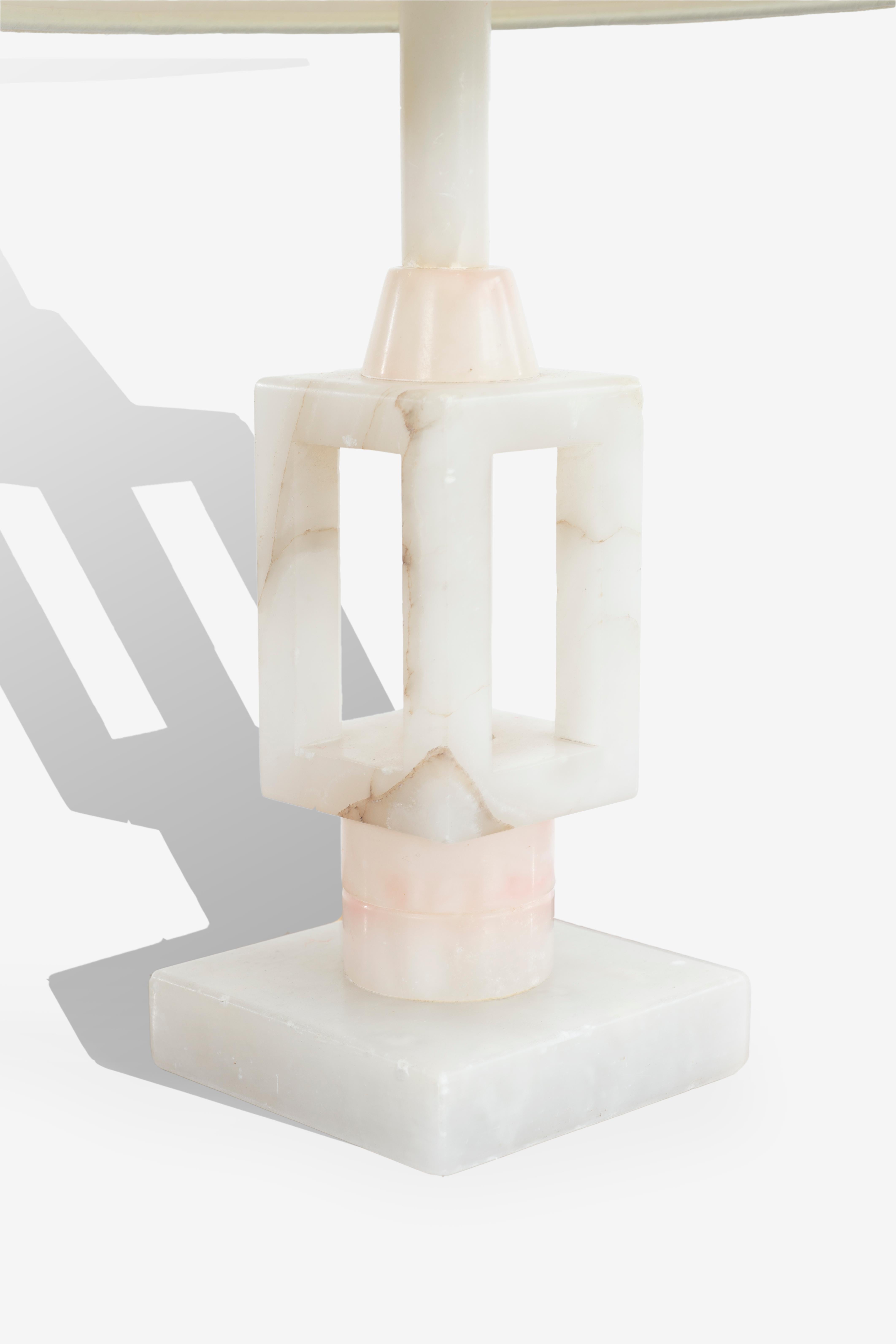 Lampe de table en marbre onyx style Arturo Pani Bon état - En vente à Chicago, IL