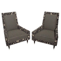 1969 Arturo Pani Bold Modern Wingback Lounge Chairs Restored 