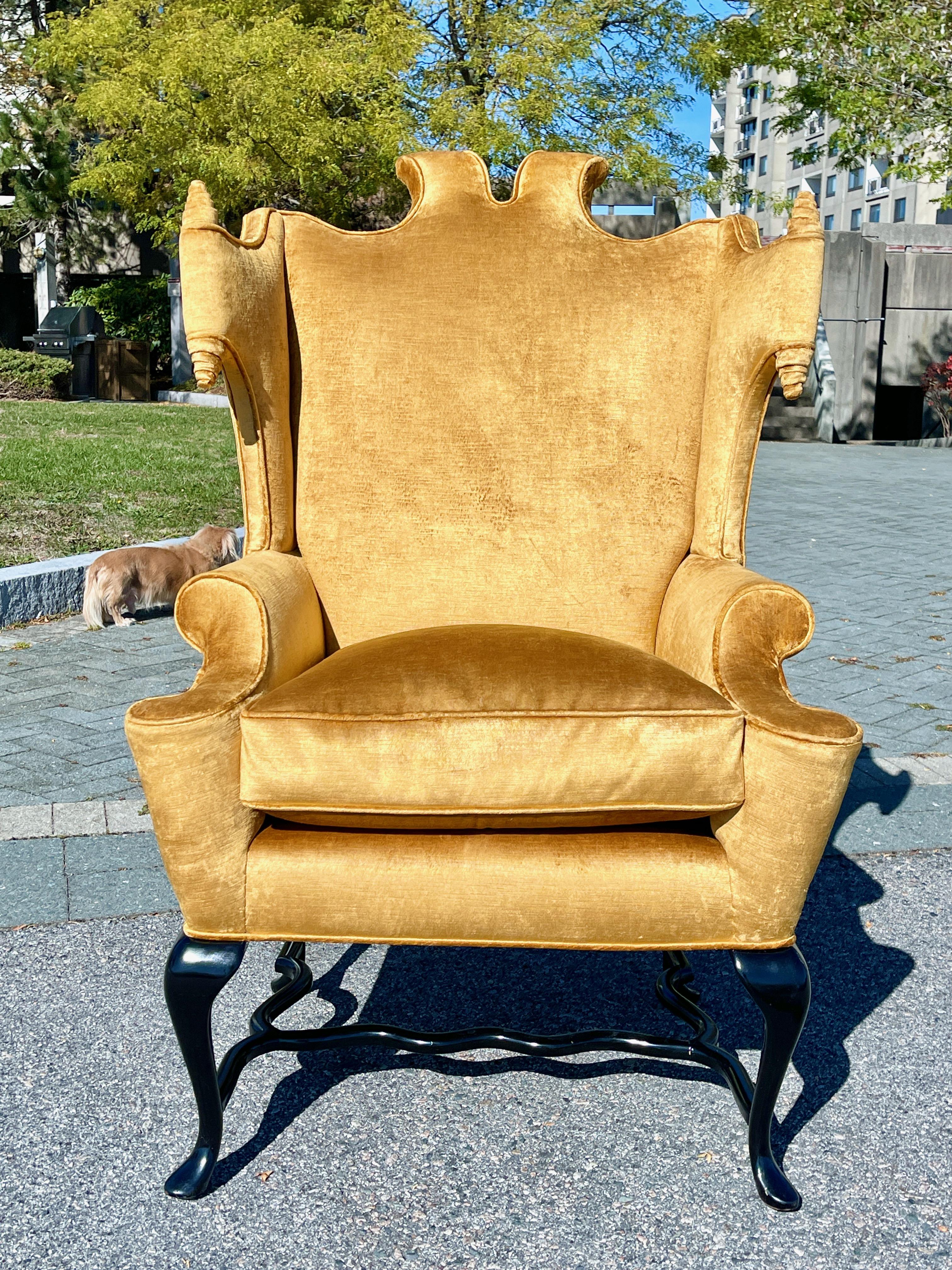Silla de orejas Arturo Pani, México Años 50 Terciopelo en venta