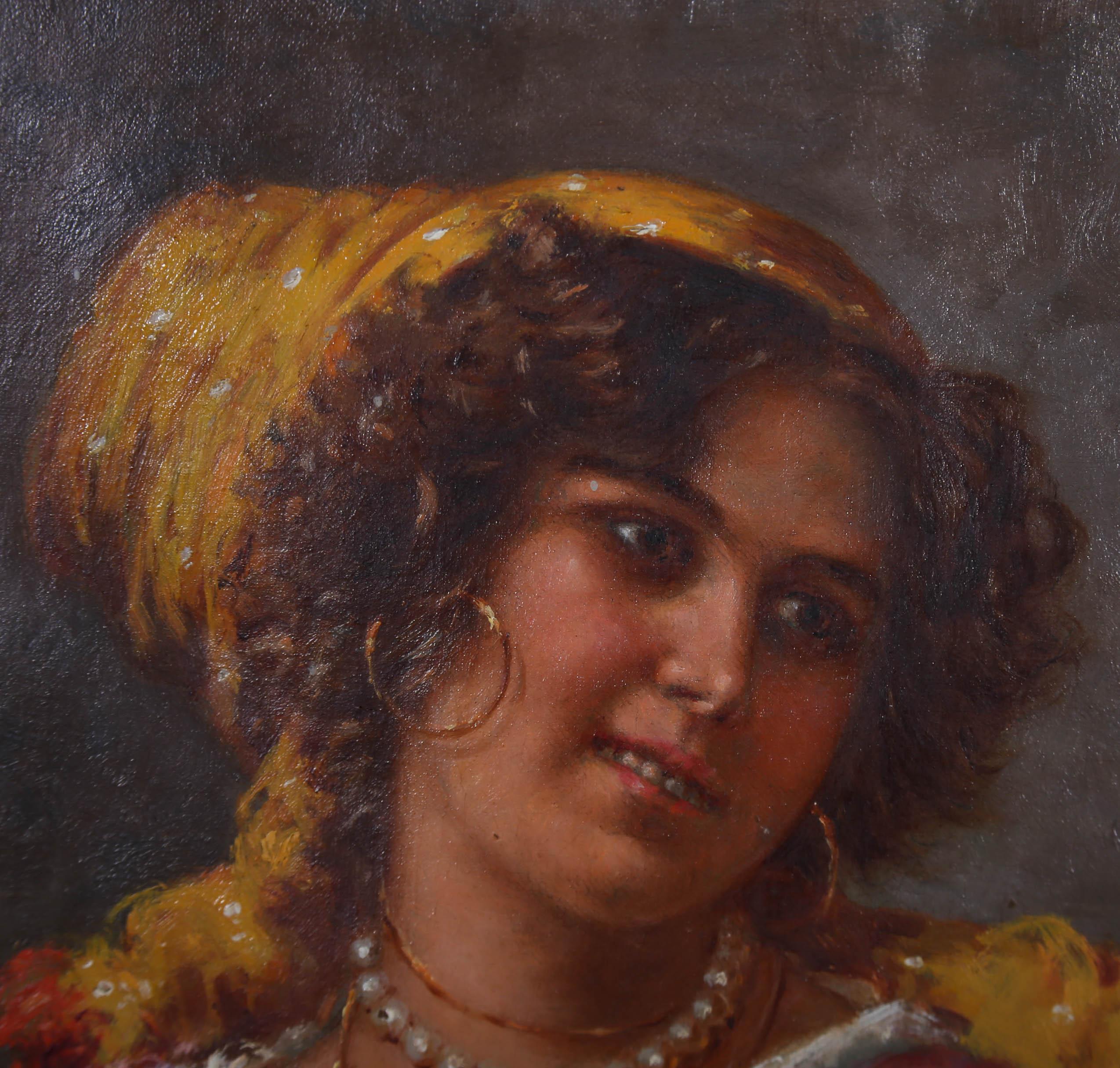Arturo Petrocelli (1856-1926) - Olio, Ritratto di donna italiana in vendita 1