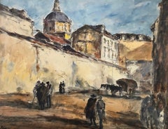 Arturo Souto Feijoo (1901-1964) Murs de ville avec figures - Techniques mixtes d'origine vers195