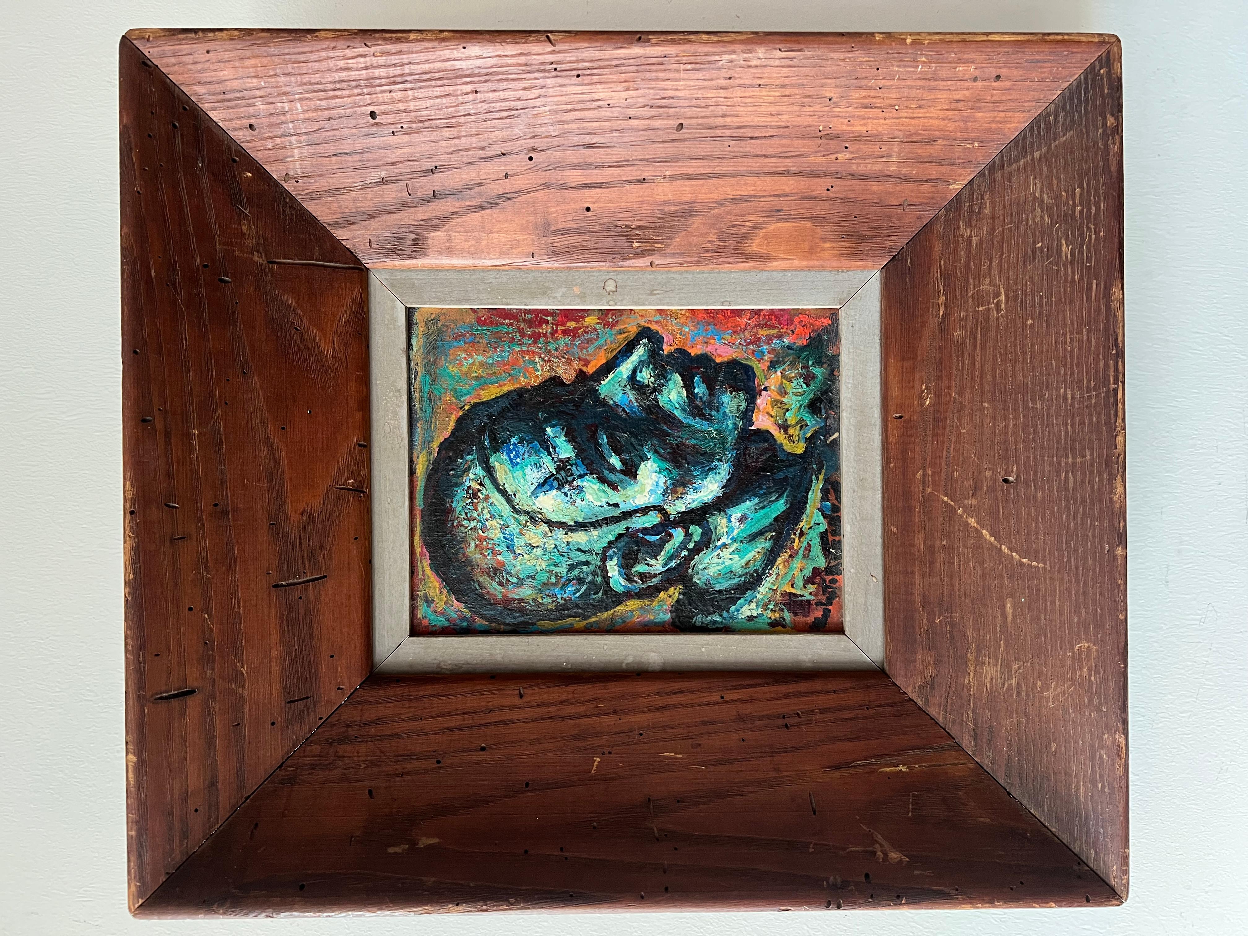 Ein ungewöhnliches Gemälde von Umberto Romano, (1906-1982).
Kleines, aber aussagekräftiges Bild mit dem Titel 