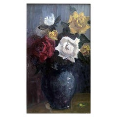 20th Century Roses Still Life Painting by Italian Arturo Tosi