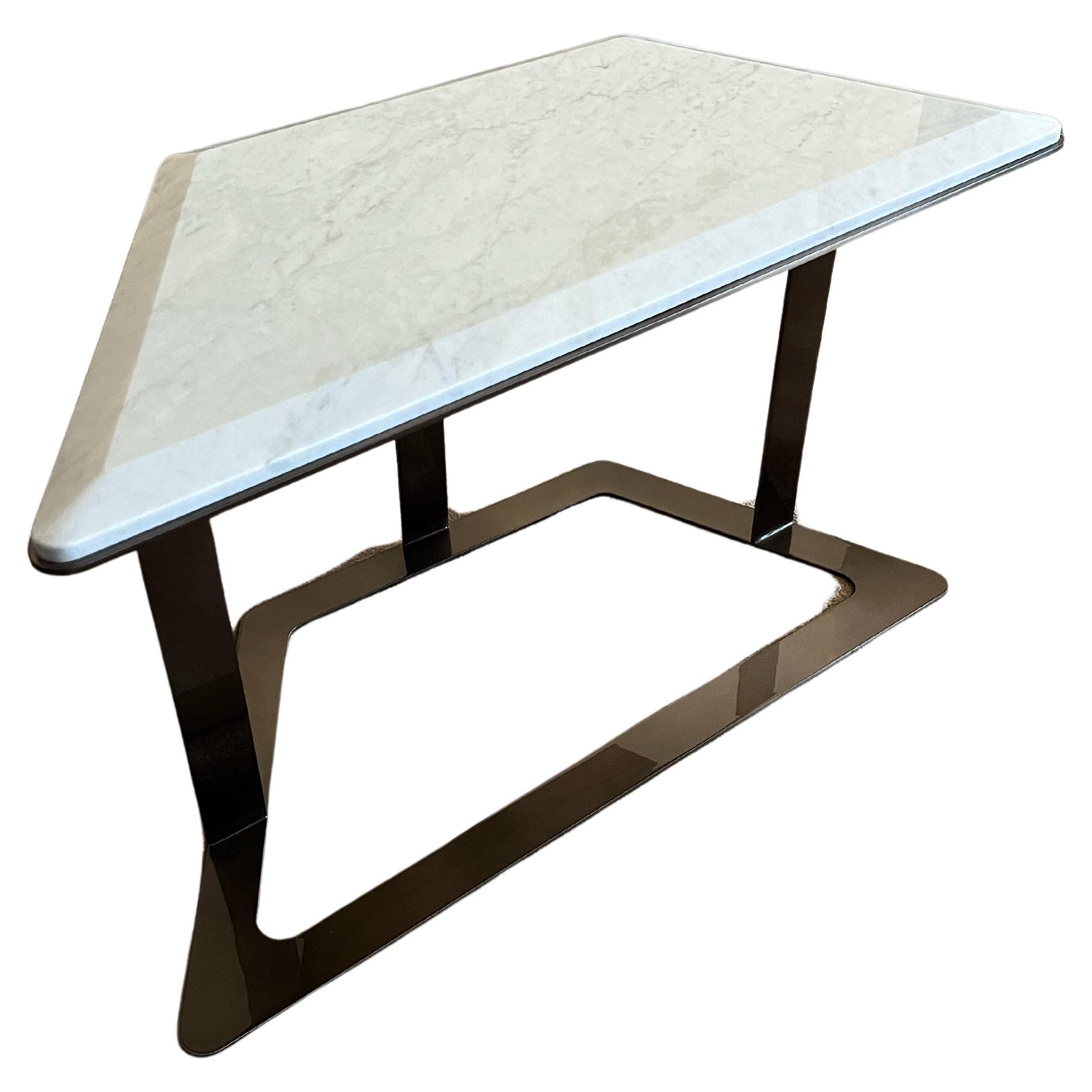Arturo Trapezio coffee table made of carrara marble and black nickel steel frame For Sale