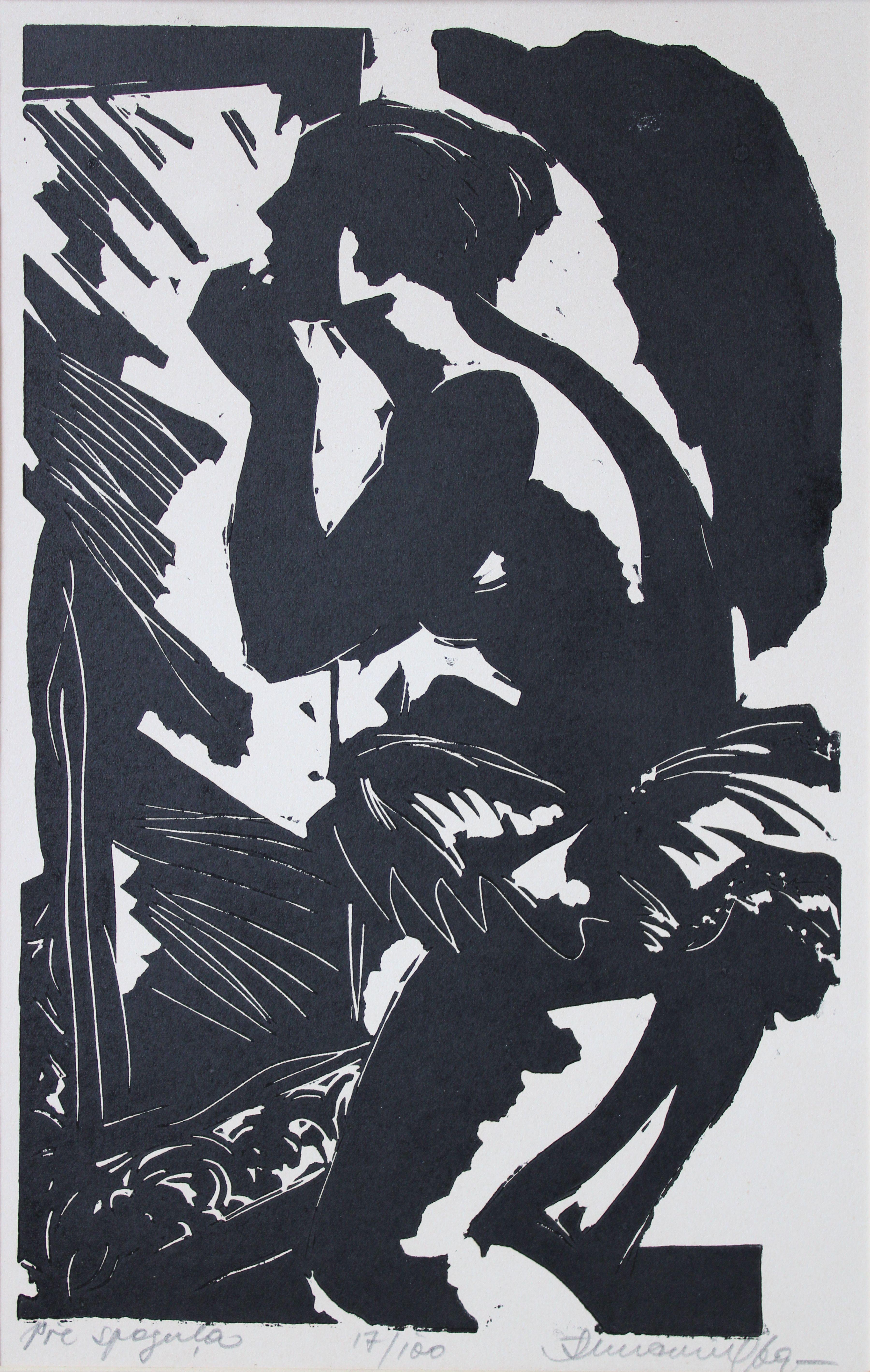 In front of the mirror 17/100. Paper, linocut, 49.5x31.5 cm. 1970 For Sale 2