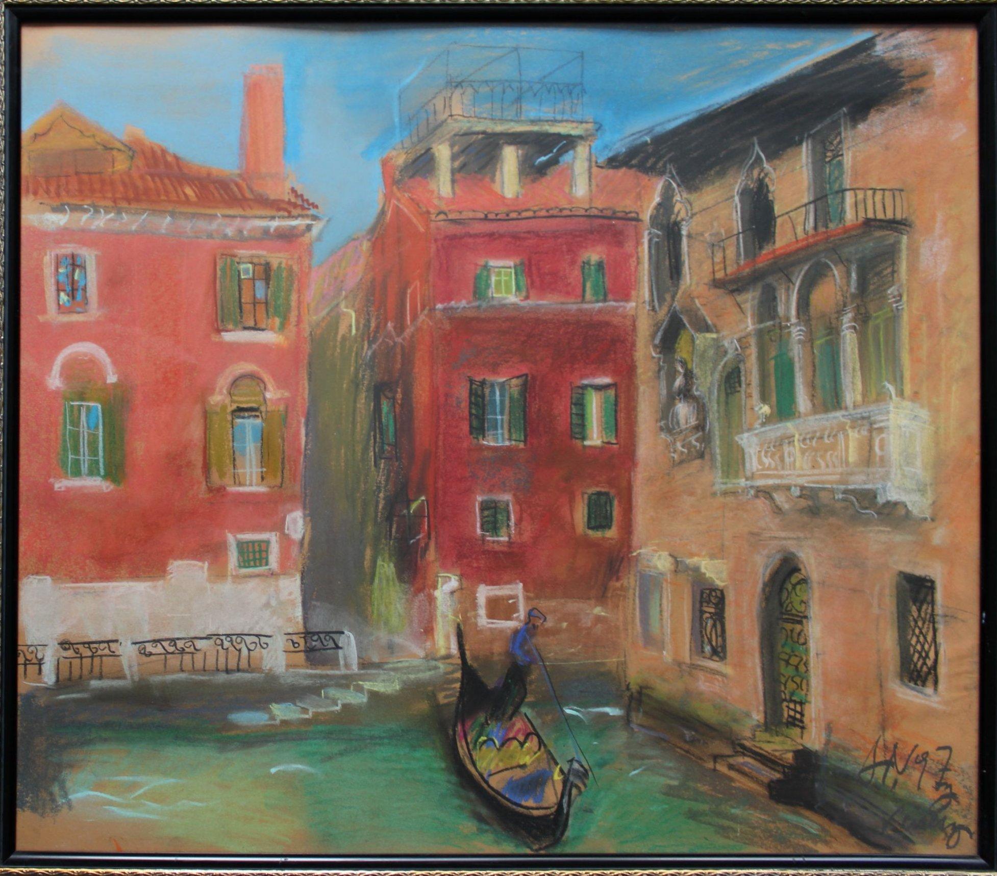 Artur Nikitin(1936-2022) Venice, paper/pastel, 49x60 cm - Painting by Arturs Nikitins