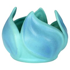 Artus Van Briggle Art Deco Green Glazed Flower Bud Shaped Art Pottery Bowl