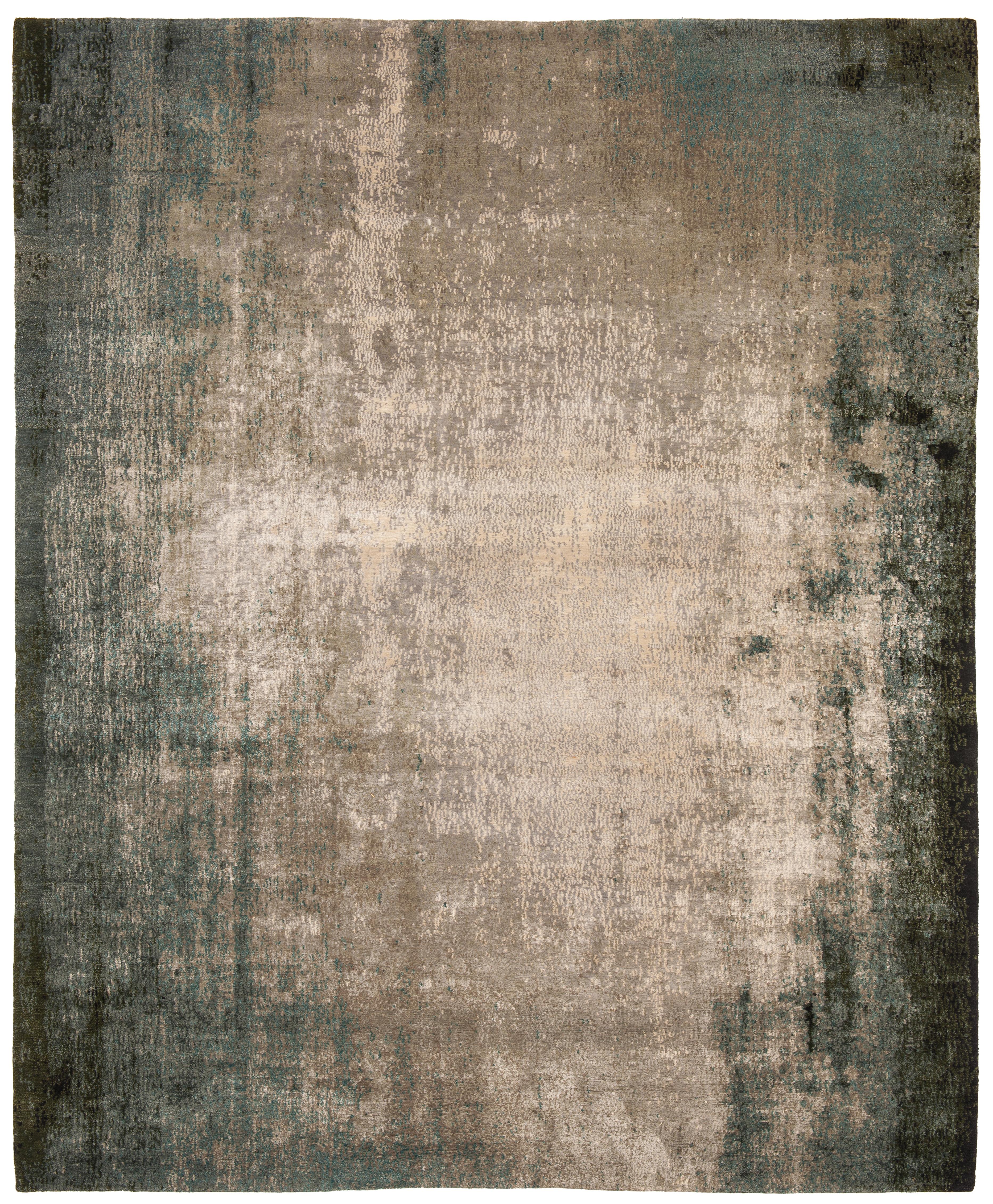 Hand-Knotted Artwork 26 Grey from the Artwork Collection by Jan Kath in silver  For Sale