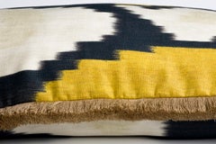 Artwork Abeille Ethnic Bohemian Beige, Yellow and Black Linen Cushion