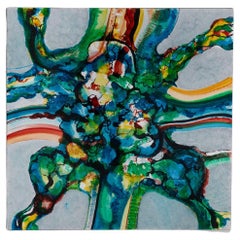 Artwork by E. Hennekens, Organic Painting on Steel Panel, Abstract Art, 1970's