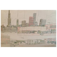 Artwork by Wesley Willis ‘1963-2004’ "The 77th Vincennes CTA Bus Garage", 1988