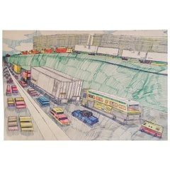 Artwork by Wesley Willis '1963-2004' "The Dan Ryan Expressway 43rd St 1987"