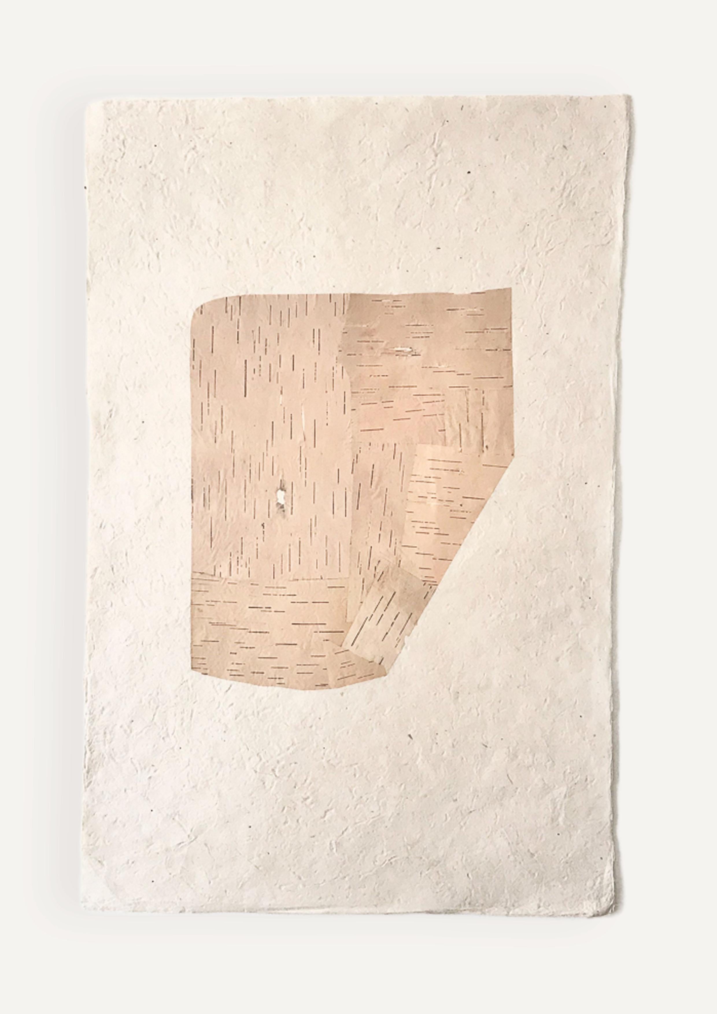 This artwork on handmade paper, by artist Sarita Arte, celebrates the organic qualities of Betula Papyrifera (paper birch). This species of birch, found only in North America, is unique for its bark which peels off in many layers revealing an