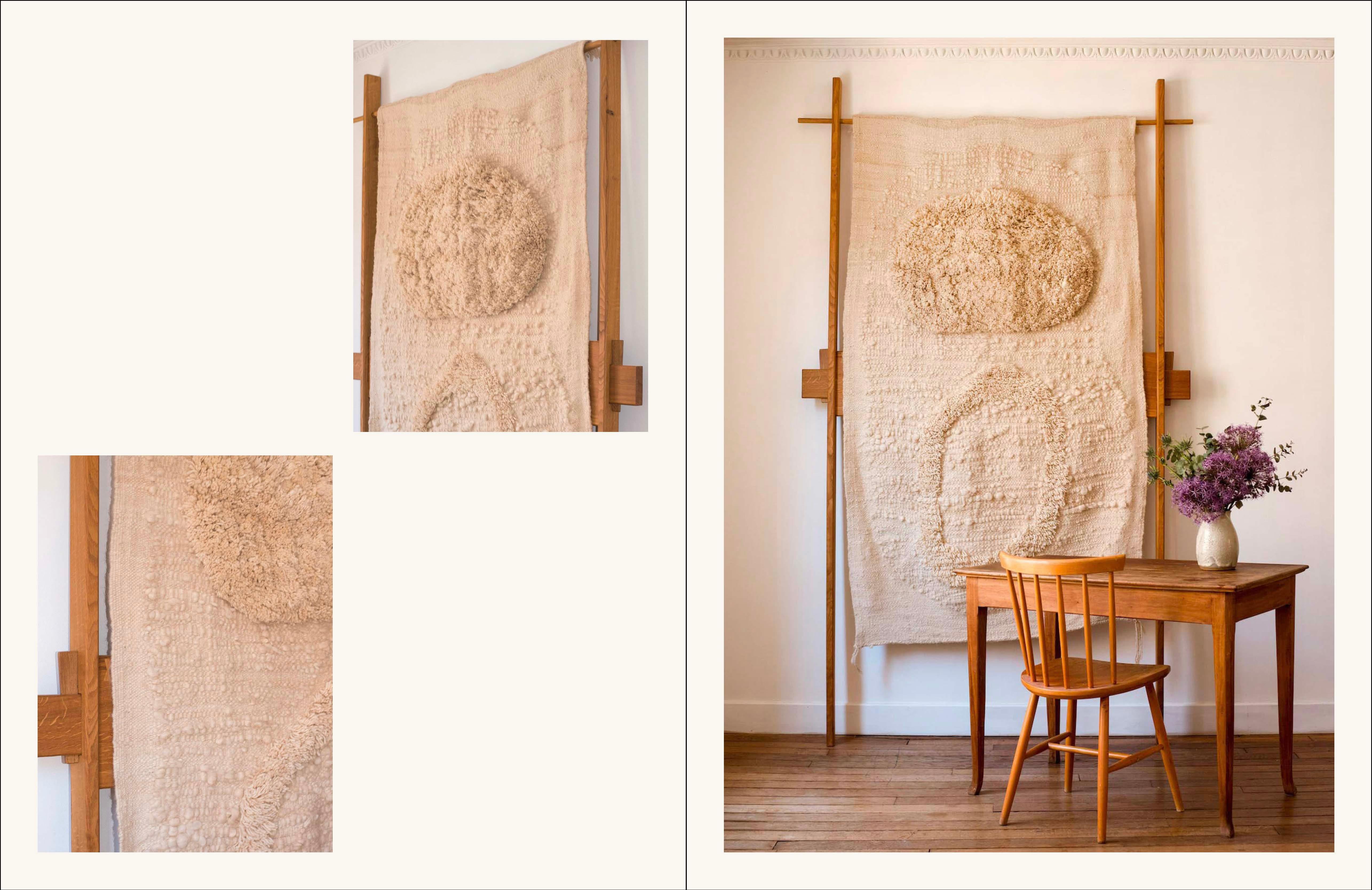 Kunstwerk-Wandteppich aus handgesponnener und handgewebter lokaler Wolle im Angebot 8
