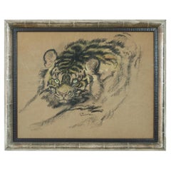 Artwork Tiger Ludwig Heinrich Jungnickel Carbon Watercolor on Paper circa 1930