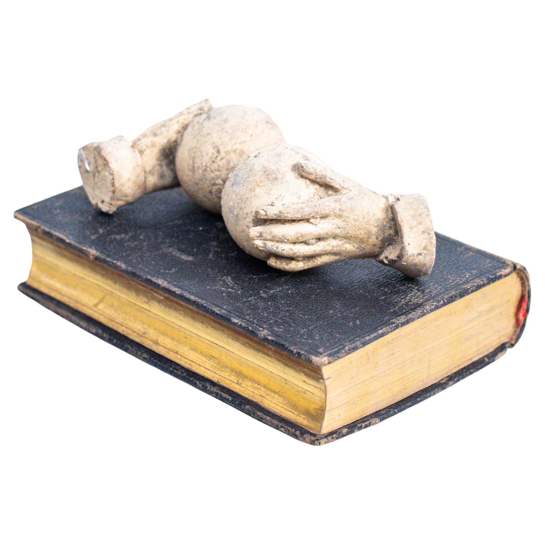 Artwork With Old Book and Mysterious Sculpture Hans, Circa 1990  For Sale