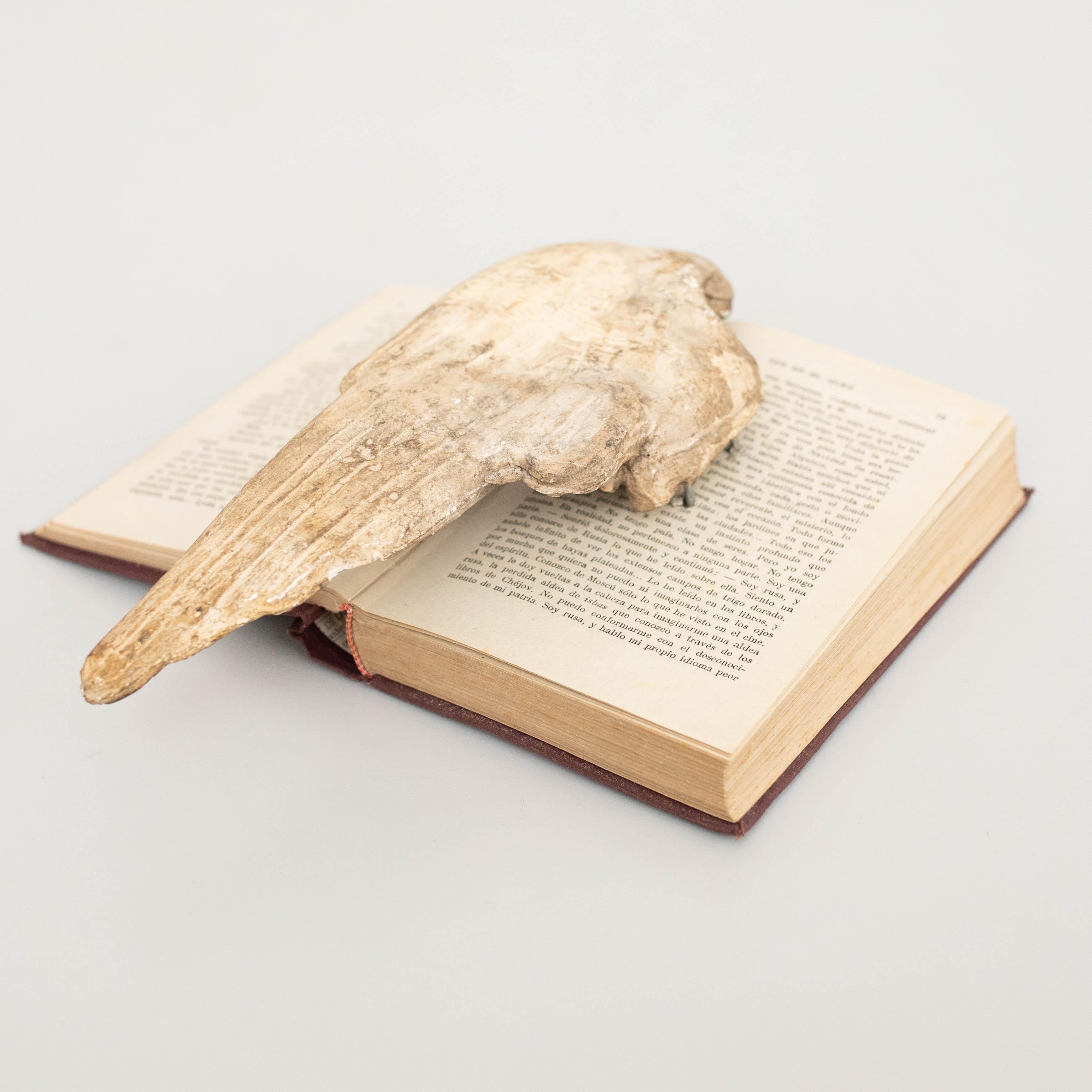 Opera d'arte con libro antico e ali di scultura misteriosa, circa 1990 in vendita 6