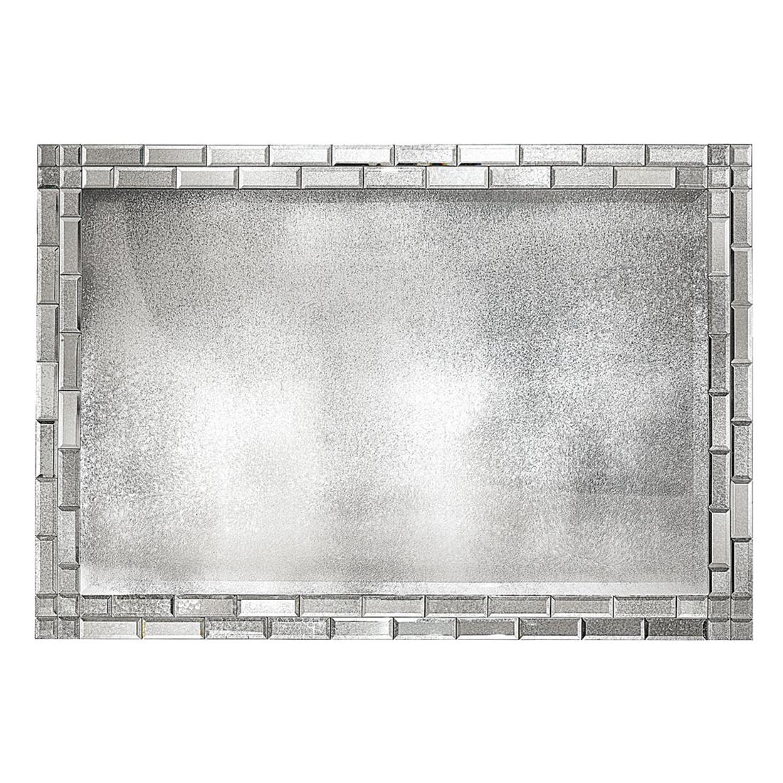 Mirror Arty Deco with wooden structure covered
with antique mirrored glass in matte finish. Bevelled 
glass with medium antique mirrored finish on central part
and frame made of bevelled glass tiles with medium antique 
mirrored finish. 