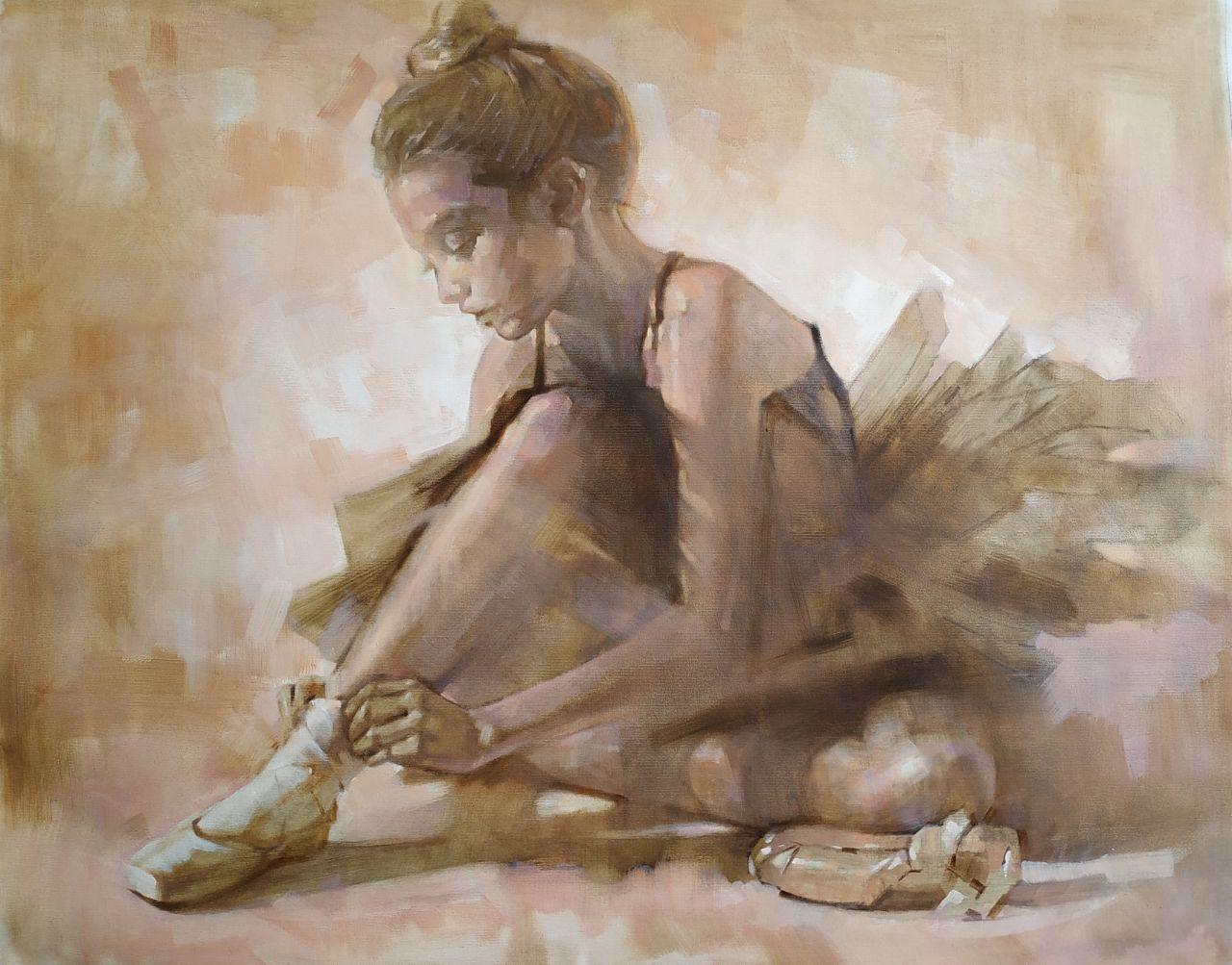 Artyom Abrahamyan Figurative Painting - Ballerina, Original Figurative Oil Painting, One of a Kind