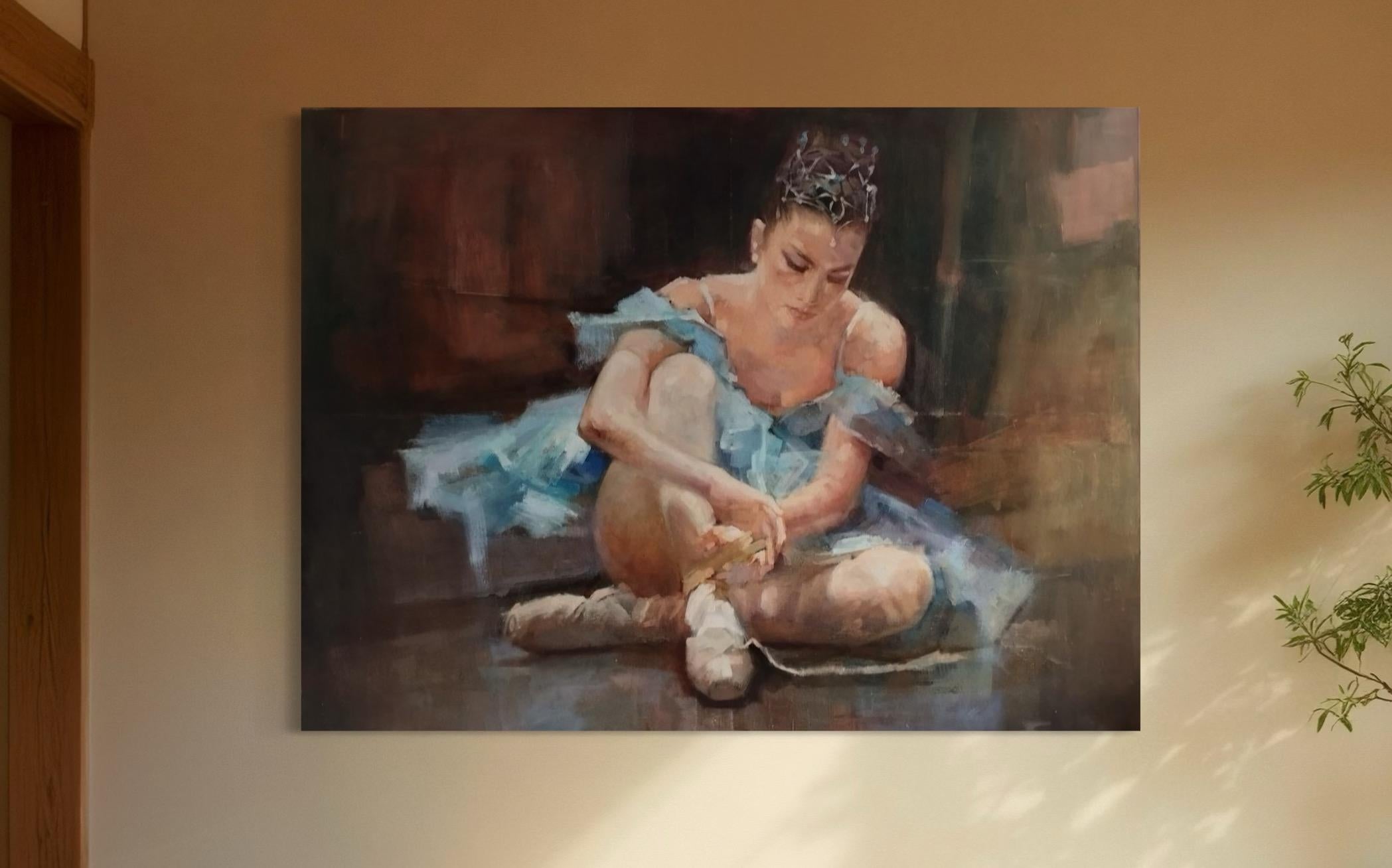 Bailarina, Arte figurativo, Pintura al óleo original, Único en su género - Painting de Artyom Abrahamyan