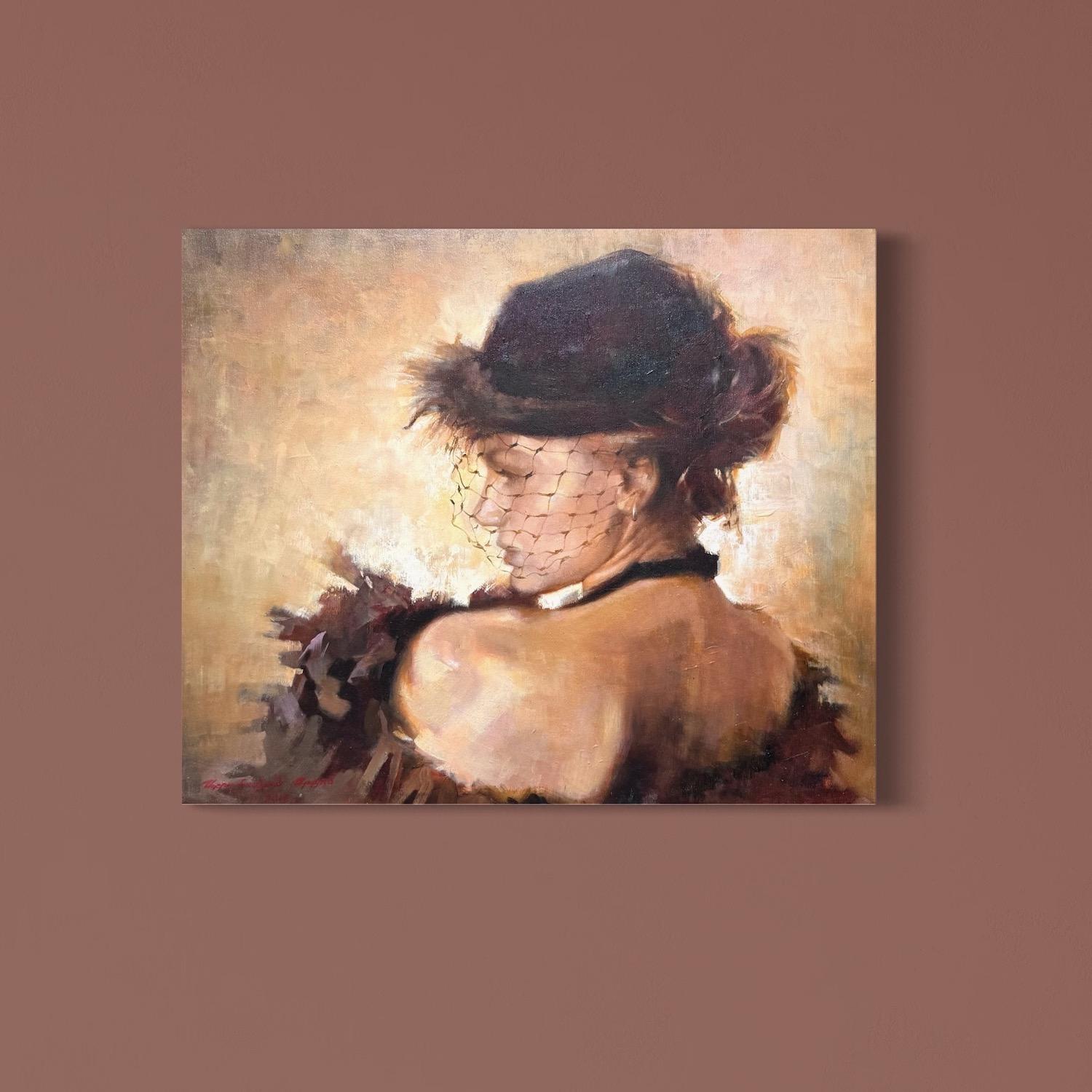 Porträt von Anna, Frauen, Original-Ölgemälde, Unikat (Braun), Portrait Painting, von Artyom Abrahamyan
