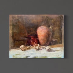 Still Life with Onions Impressionism Original Oil Painting, One of a Kind