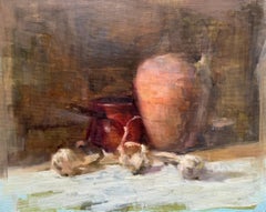 Still Life with Onions Impressionism Original Oil Painting, One of a Kind