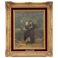 Artz, David Adolf Constant Dutch Framed Woodland Walk Oil on Board Dated 1866