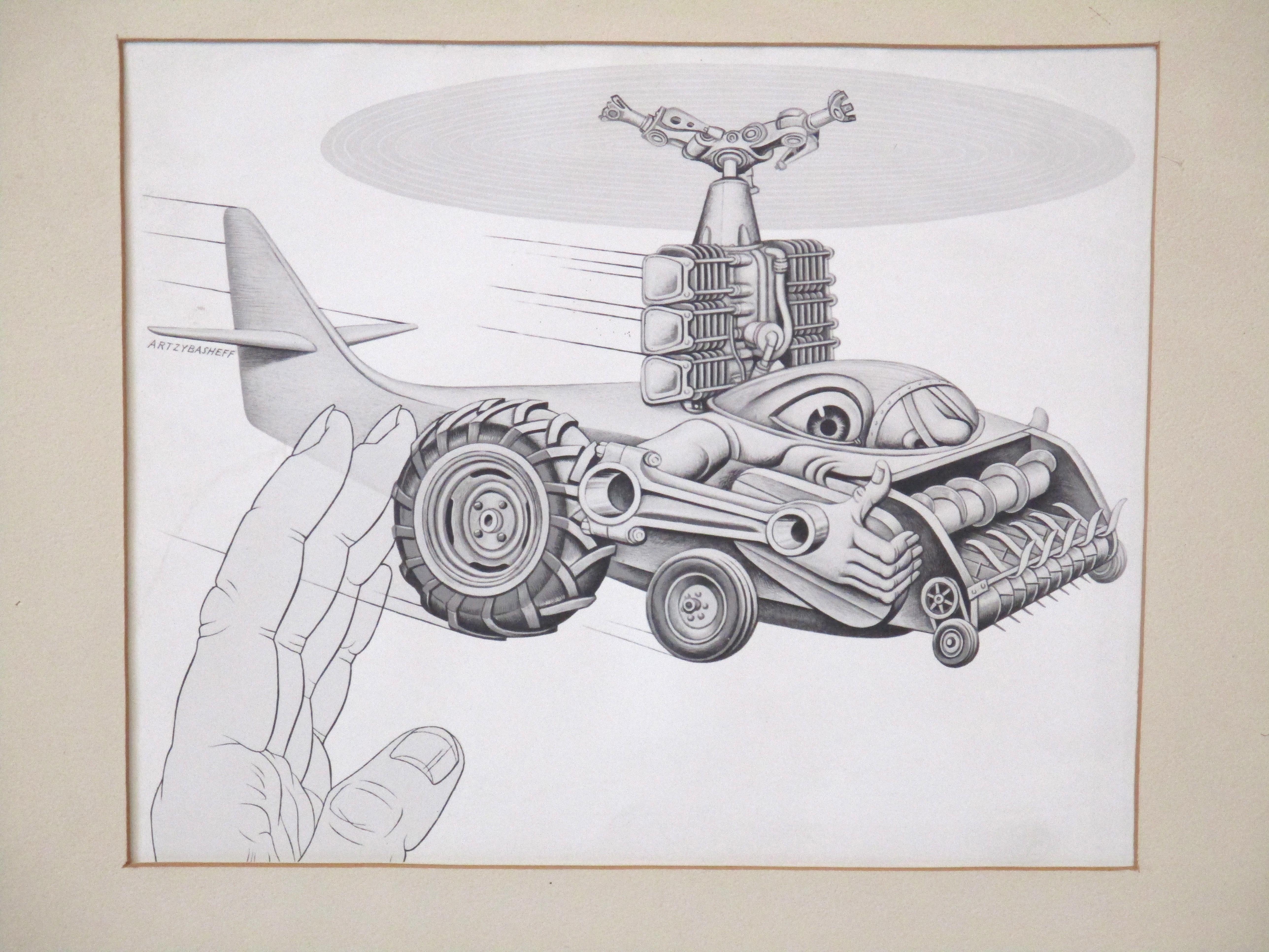 Boris Artzybasheff ( 1899 - 1965 ) fotofertiger Druck für eine Werbung für Lycoming / New Ideas Division Tractor Company aus dem Künstleratelier. Er wurde in Charkiw geboren und zog in die Vereinigten Staaten, wo er als Künstler für zahlreiche