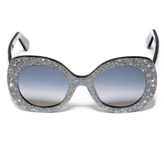 Aru Contemporary Schwarze Unisex-Sonnenbrille mit Swarovski-Steinen, neu