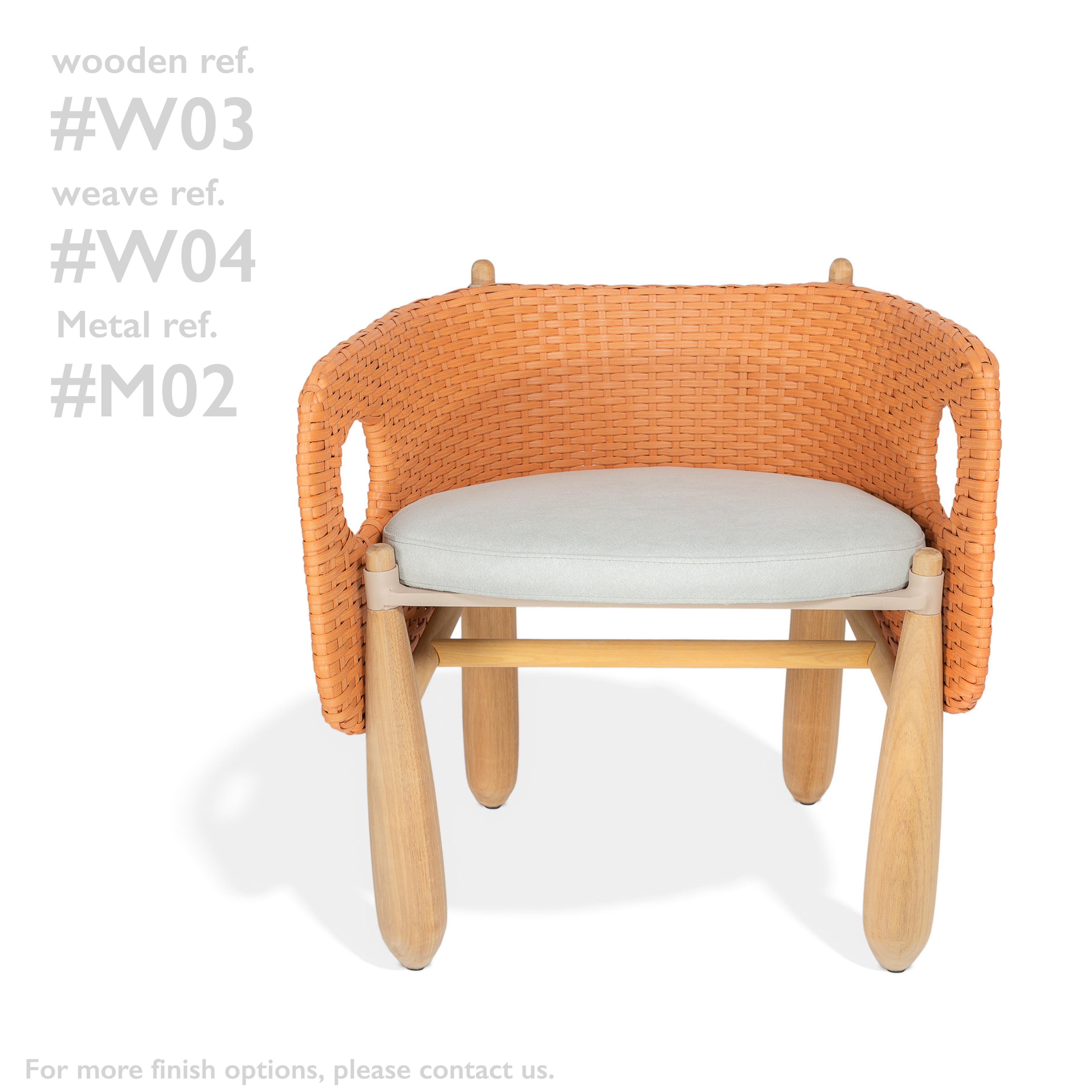 Contemporary Aruanã Armchair indoor in Solid Wood, Artisanal Techniques Sustainable. For Sale