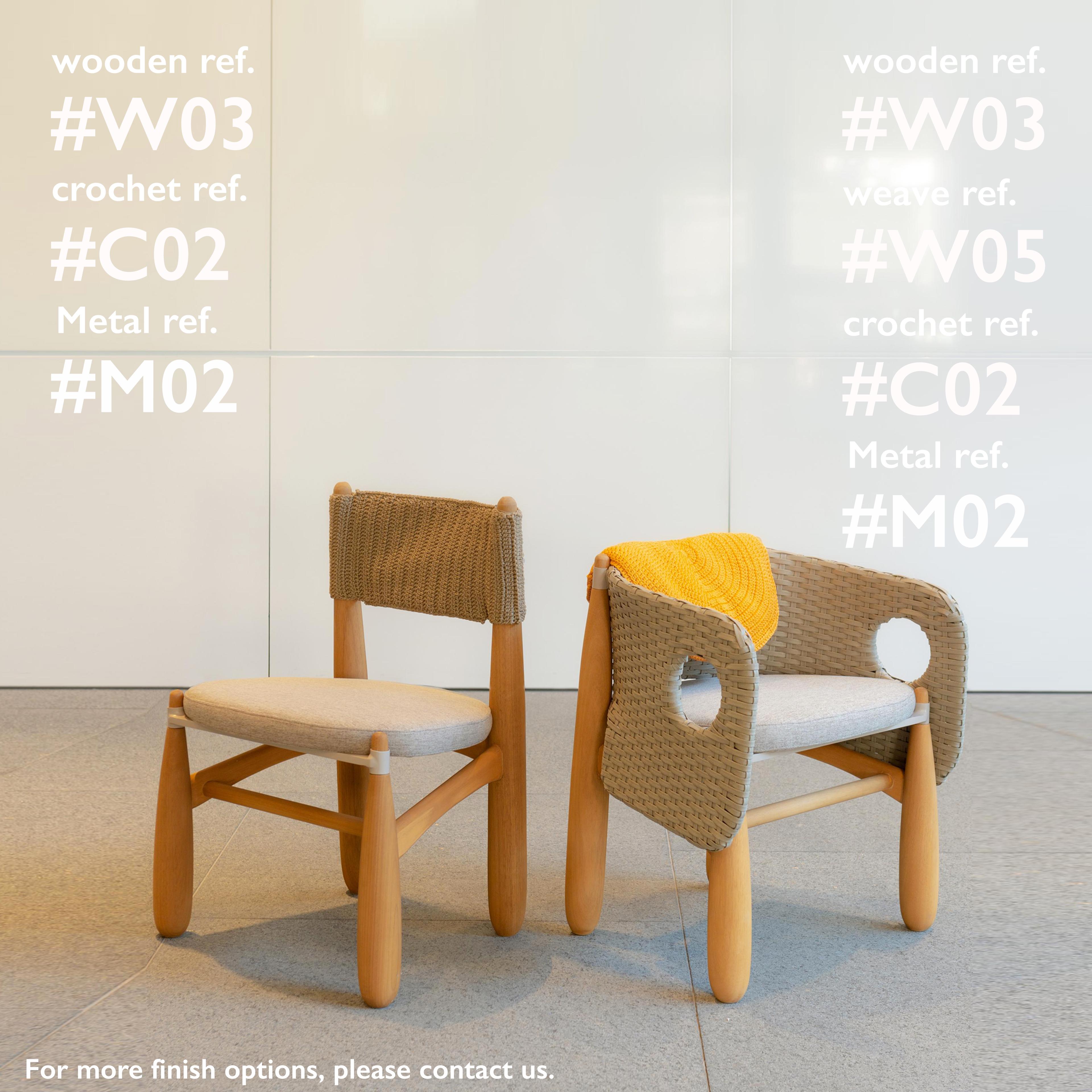Brazilian Aruanã chair indoor in Solid Wood, Artisanal Techniques Sustainable. For Sale