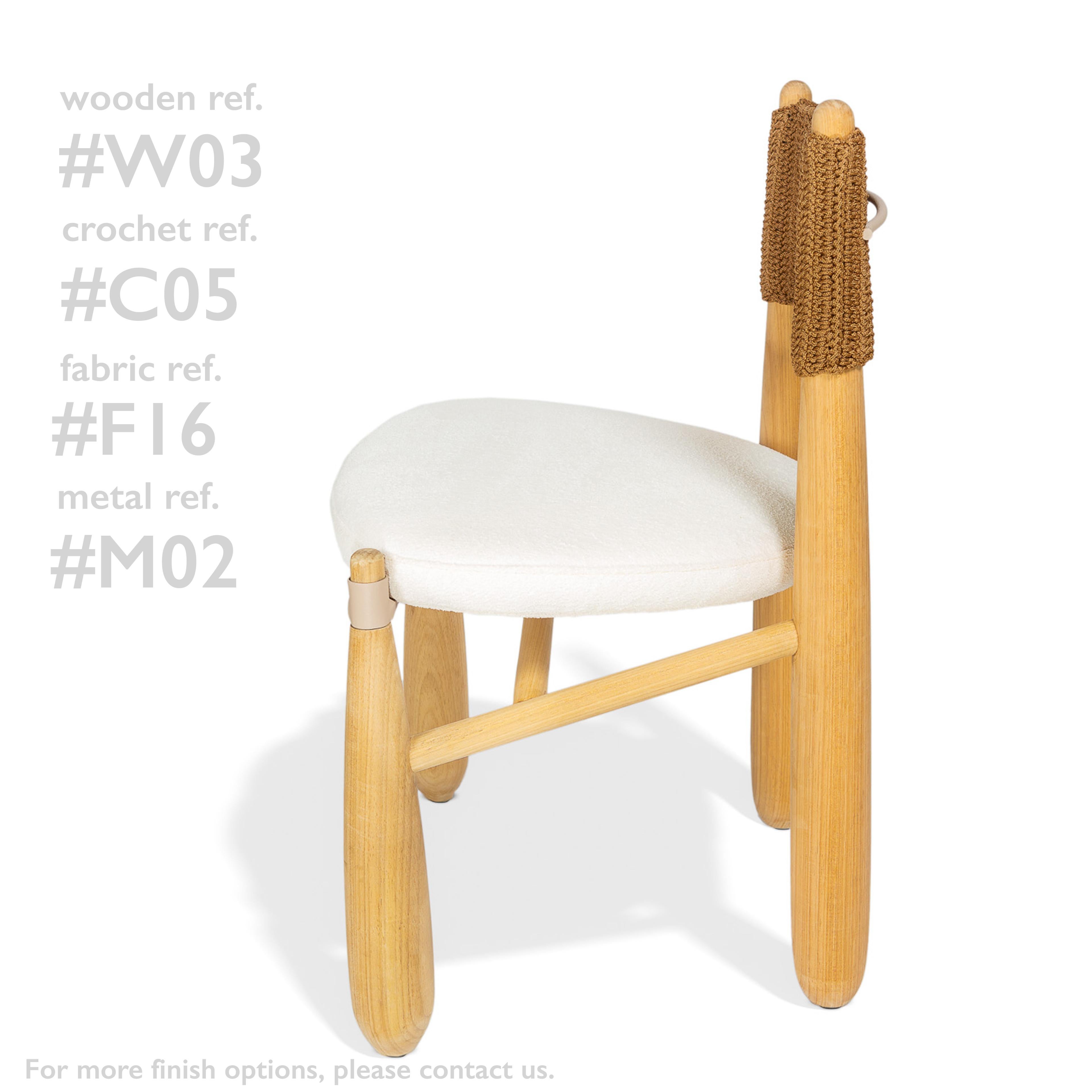 Aluminum Aruanã chair indoor in Solid Wood, Artisanal Techniques Sustainable. For Sale
