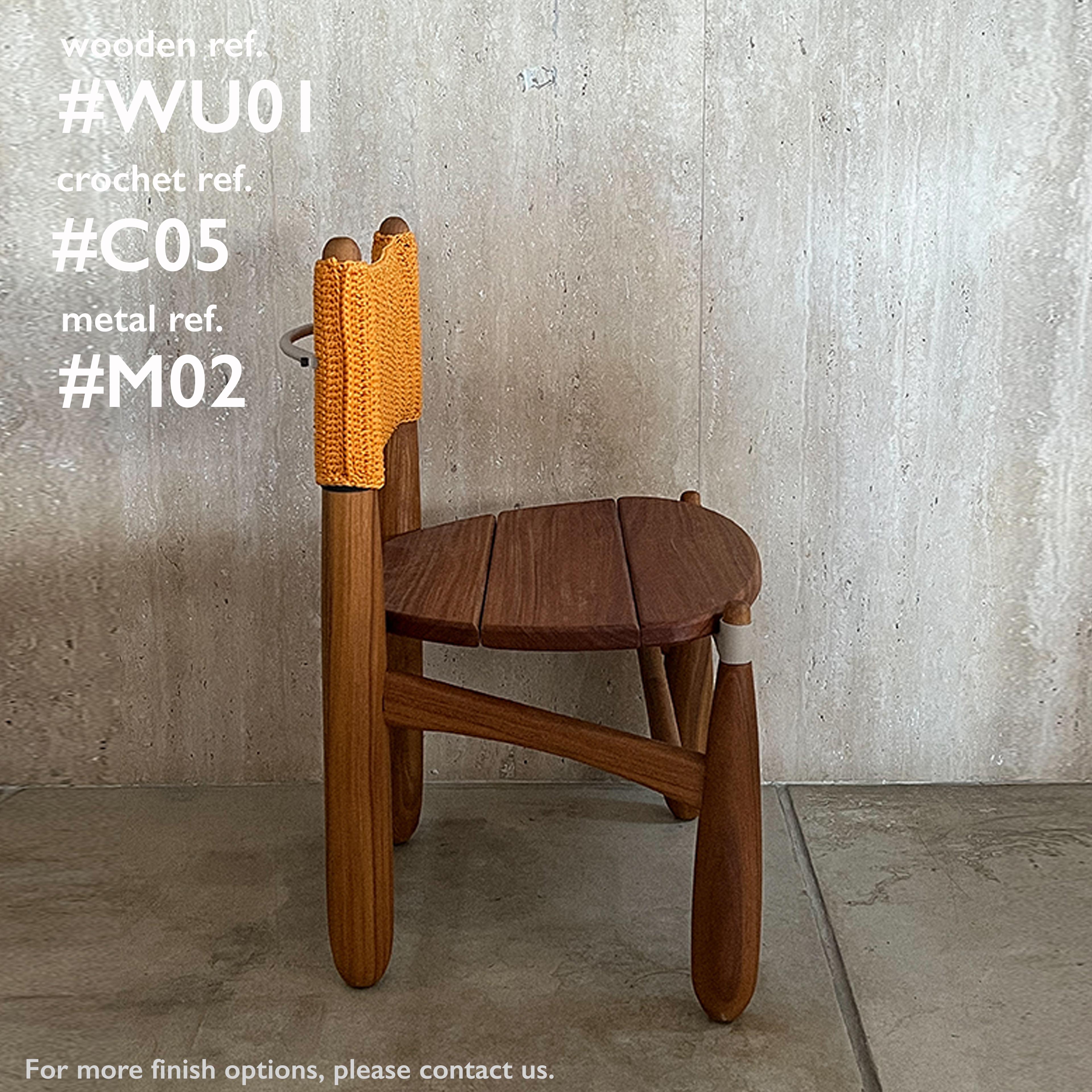 Aluminum Aruanã chair outdoor in Solid Wood, Artisanal Techniques Sustainable. For Sale