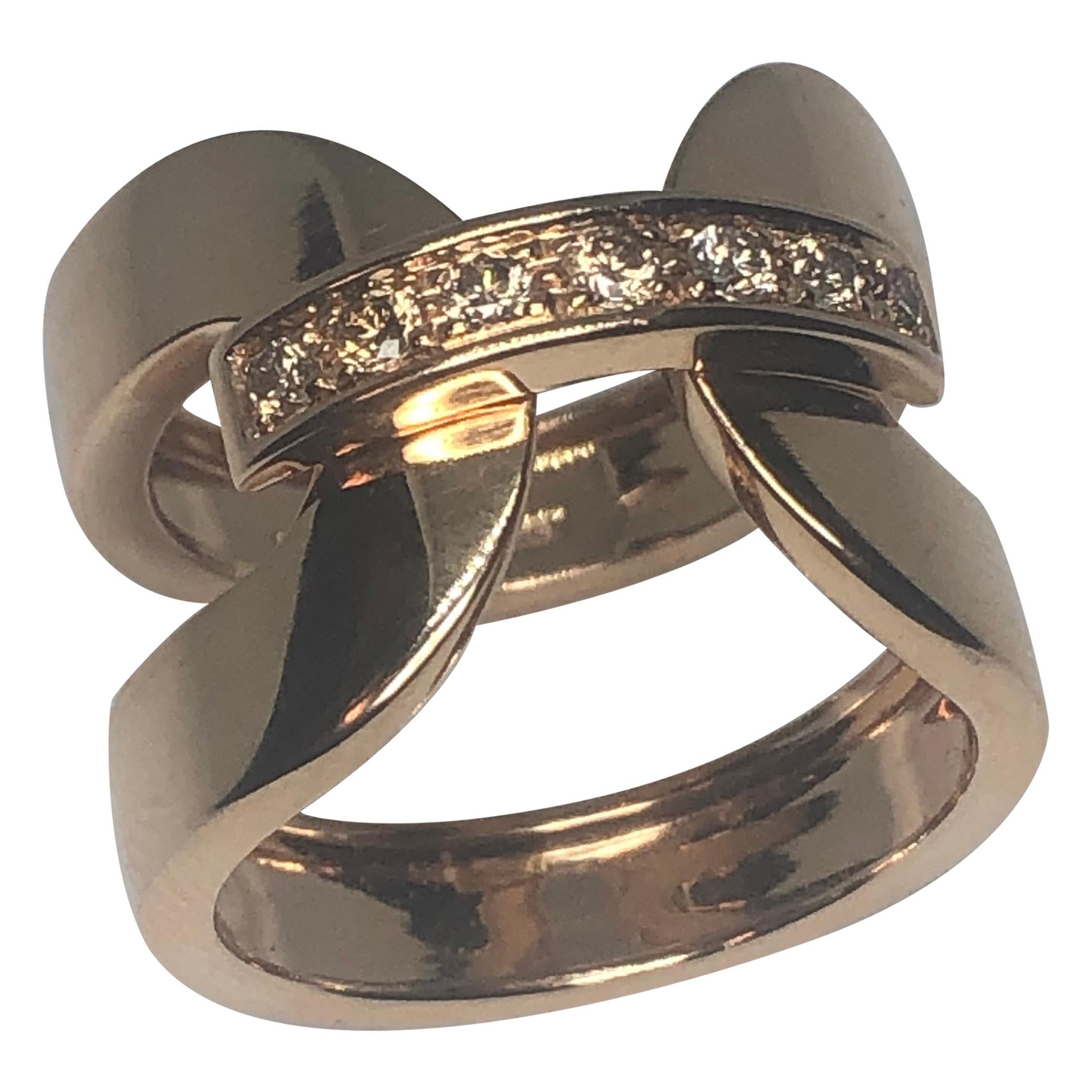 "Aruba" Mattioli Ring in 18 Karat Rose Gold with Brown Diamonds For Sale