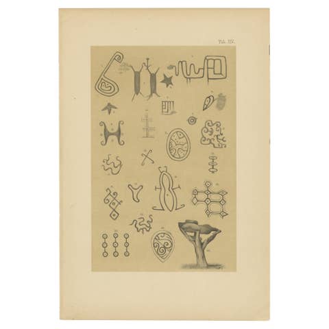Aruba Petroglyph Symbols, Fontein Cave - Ethnographic Plate by Karl Martin, 1888