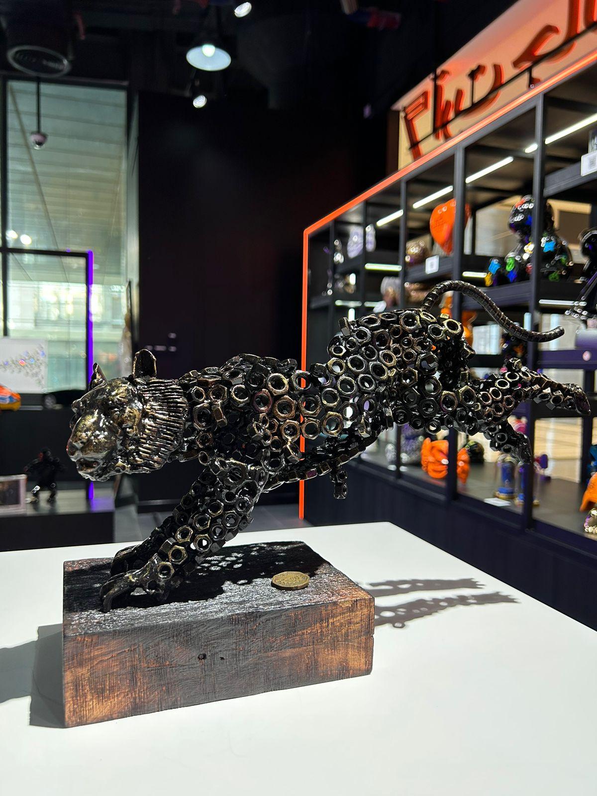 ARUN A - Leaping Panther - Sculpture by Arun A