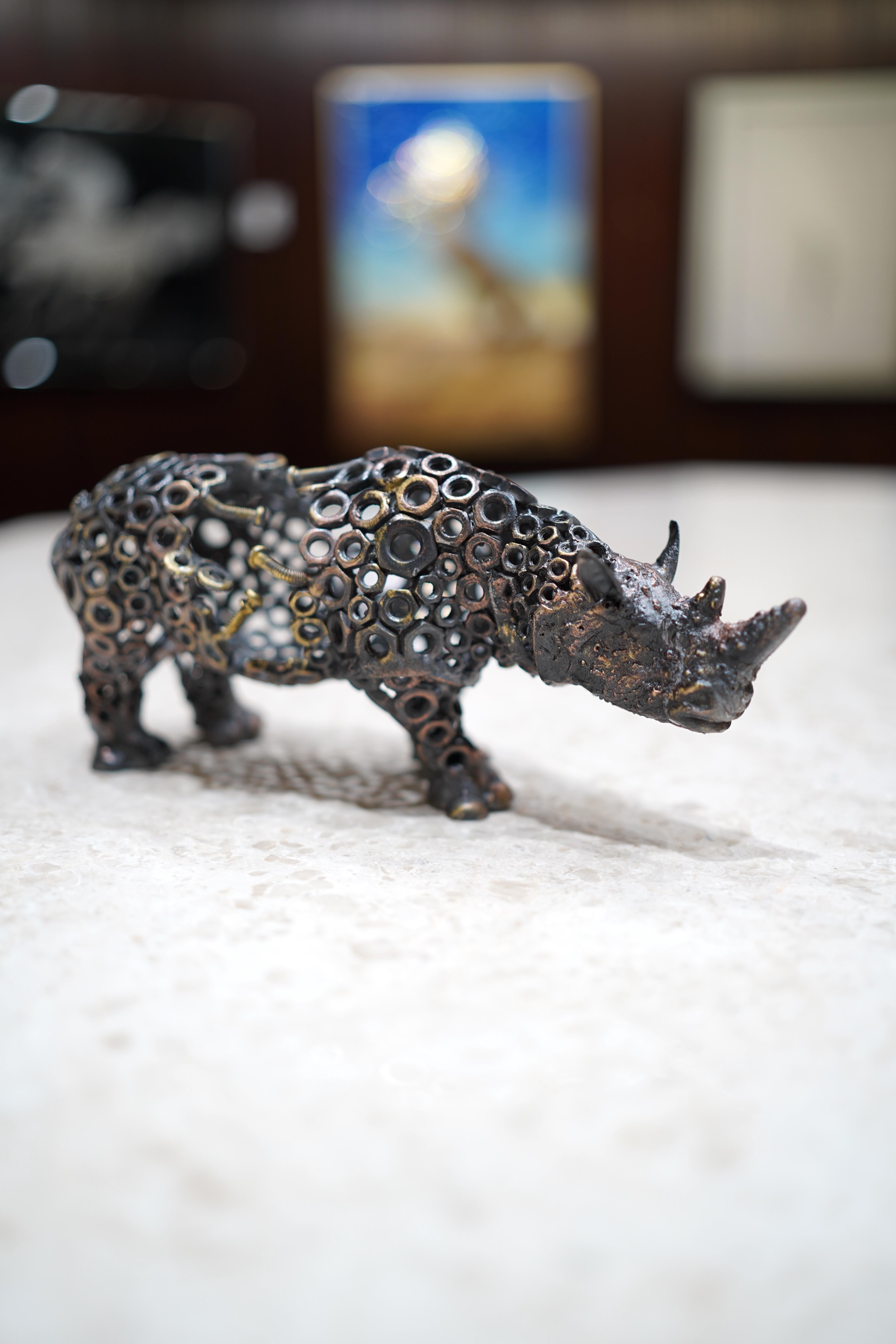 Rhino - Sculpture by Arun A