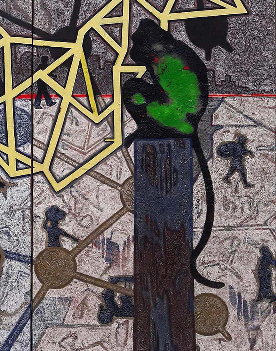 Viaggio attraverso, Pastello, Earthcolor, Acrilico, Verde, Blu, Giallo, Rosso 