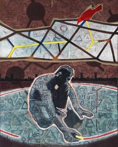Making the Circle -2, Pastel, Earthcolor, Acrylic, Brown, Yellow, Red "In Stock"