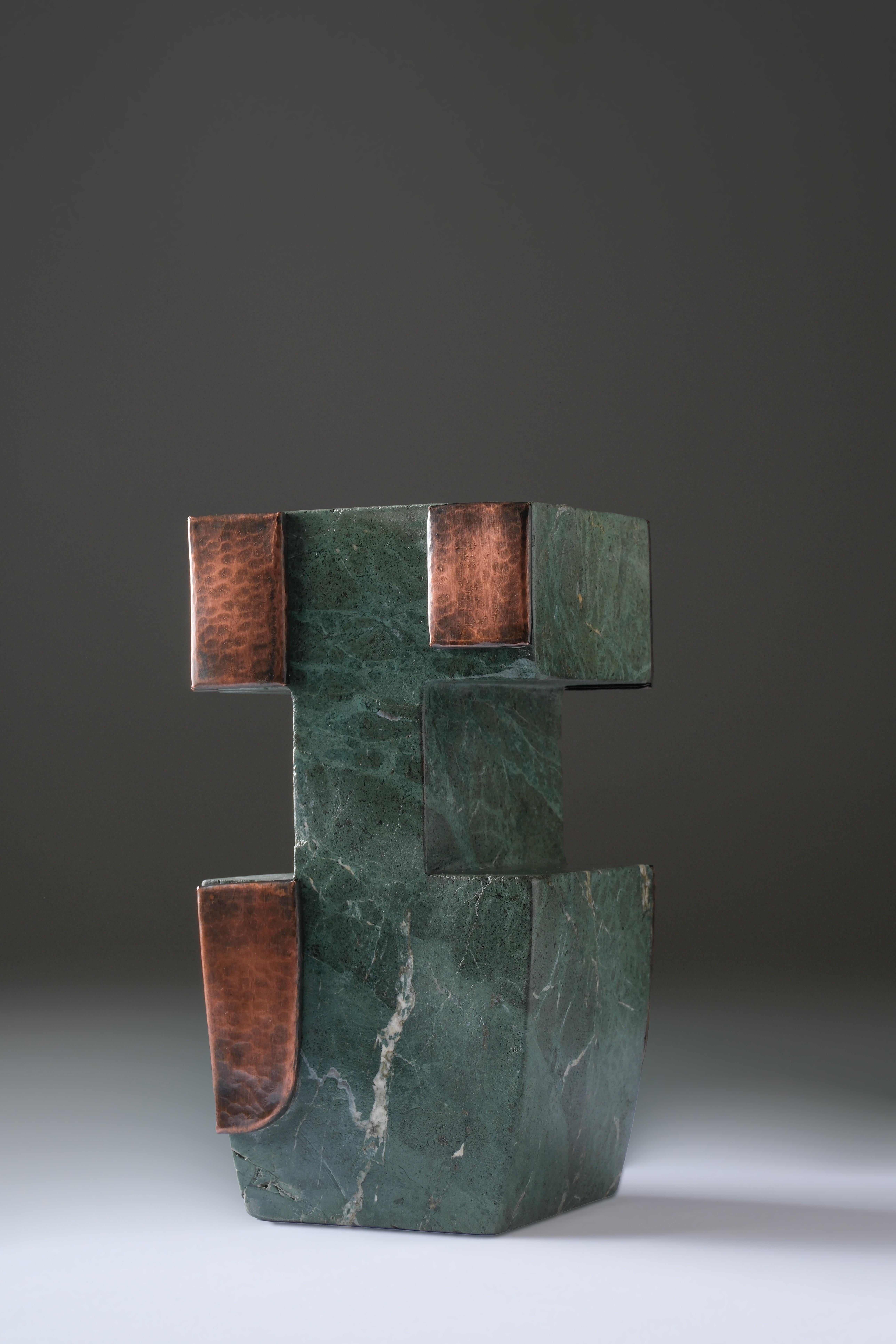 Aruna Monolith by Ayse Zelal Tugrul
One of a Kind
Dimensions: D 12 x W 15 x H 30 cm.
Materials: Marble, copper.

Aruna is the Sanskrit personification of dawn. Astrologically, dawn represents new beginnings, the rising sun.

Zelal, born in