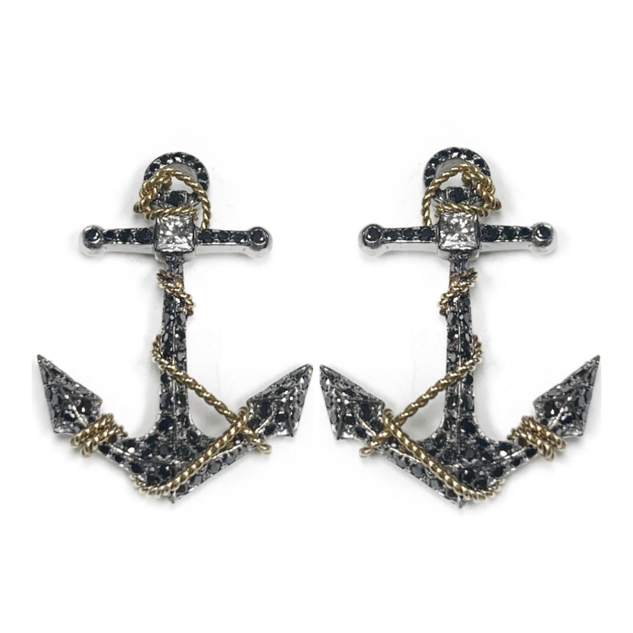 anchor diamond earrings