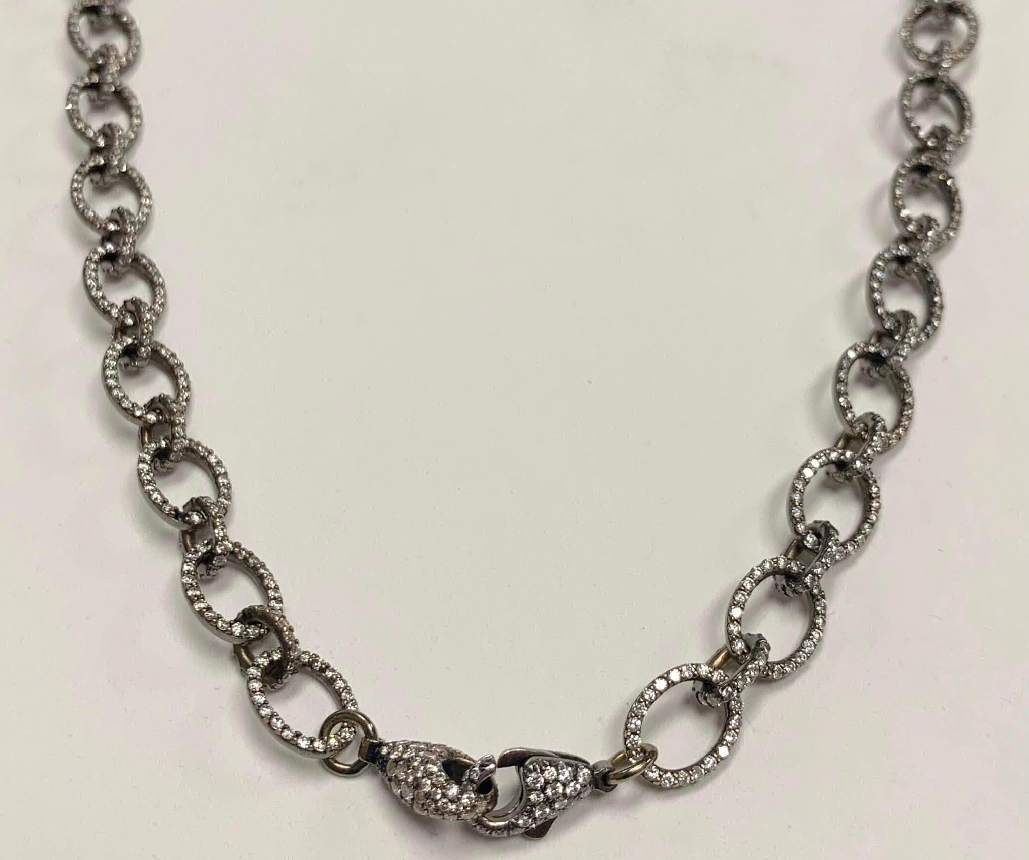 Arunashi Diamond Chain Necklace, 18 Karat Blackened Gold In New Condition For Sale In Beverly Hills, CA