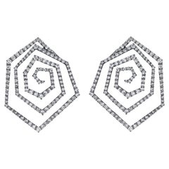 Arunashi Pendientes Triángulo Espiral Diamante, Oro Ennegrecido 18 Kilates