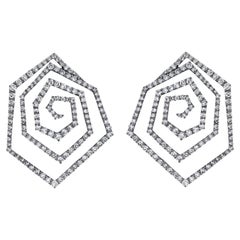 Arunashi Triangle Spiral Diamond Earrings, 18 Karat Blackened Gold