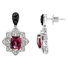 Boucles d'oreilles Arusha Exotique en or Vanilla 14 carats, tourmaline, diamants noirs et vanilla