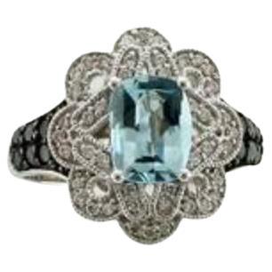 Exotischer Ring mit Meeresblauem Aquamarin und Blackberry-Diamanten