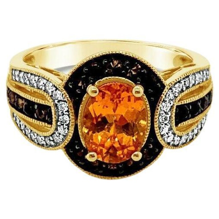 Arusha Exotics Ring Spessartite Smoky Quartz Vanilla Diamonds 14K Honey ...